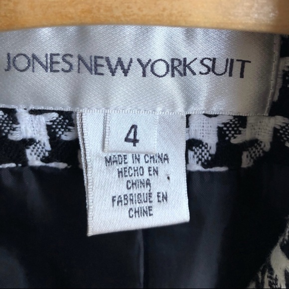 Jones New York Dressy Jacket Size 4 Classic Houndstooth Black & White - Picture 7 of 8